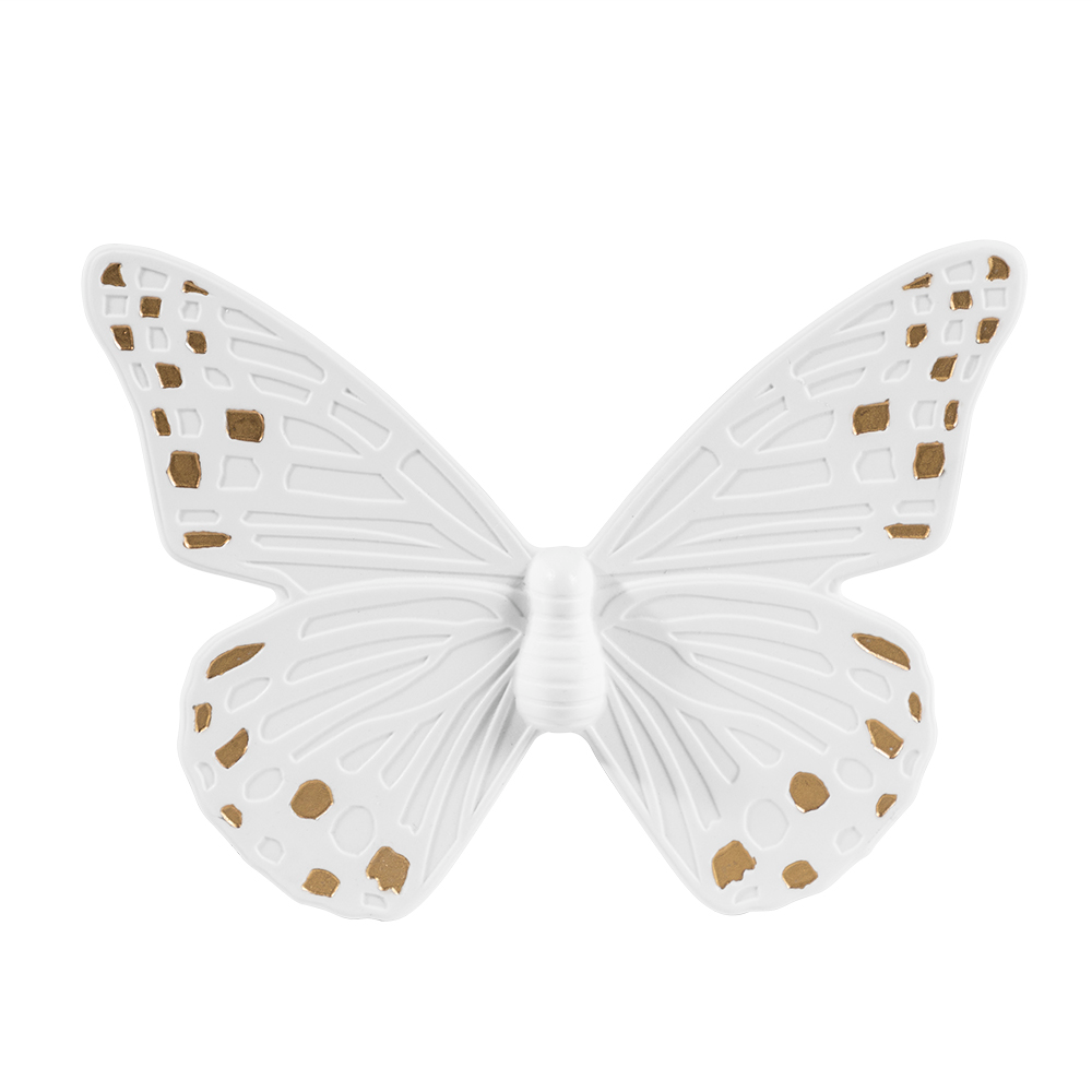 Duo de Papillons Muraux Colorés en Céramique Blanc