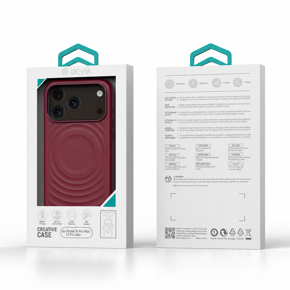 Devia Coque Ripple Series, Silicone, Magnétique pour iPhone 18 Pro Max Glacier
