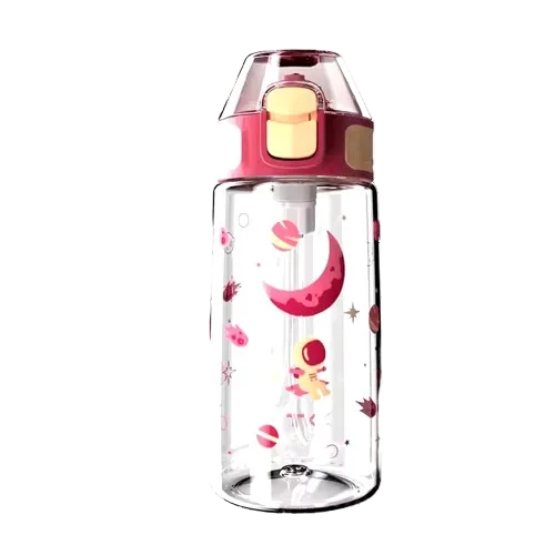 TKK Bouteille enfant 400ml, anti-fuite avec paille, Tritan sans BPA, ouverture à une main