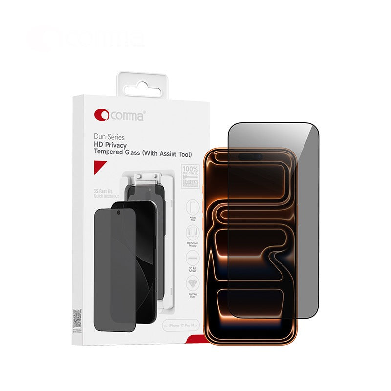 Comma Dun Series Verre trempé confidentialité avec outil d’installation pour iPhone 17 Air