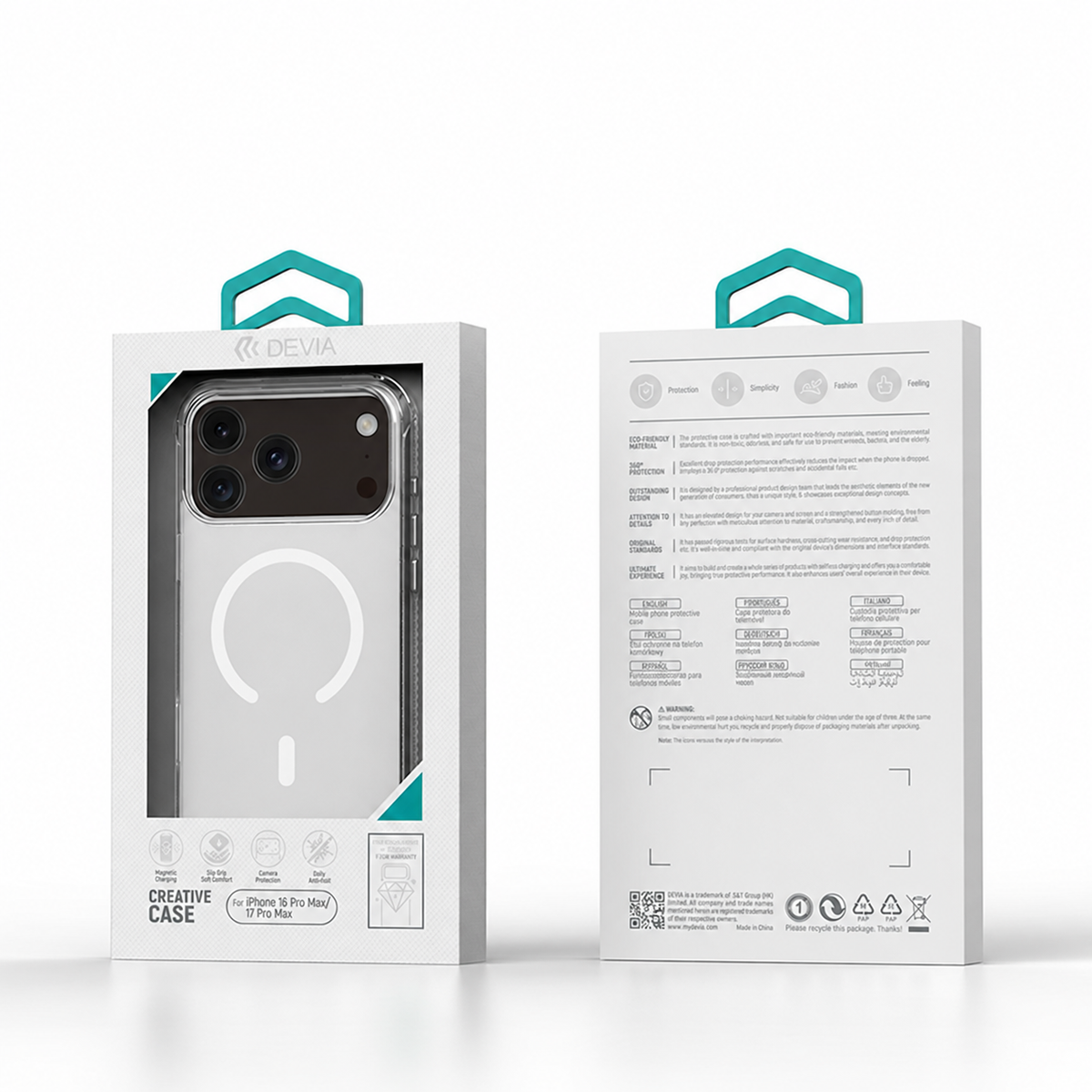 Devia Clear Series, Coque Transparente Magnétique Anti-Jaunissement pour iPhone 18 Pro Max