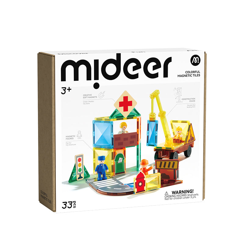 Mideer Mon premier set de construction magnétique, Héros de la ville, 33 pièces