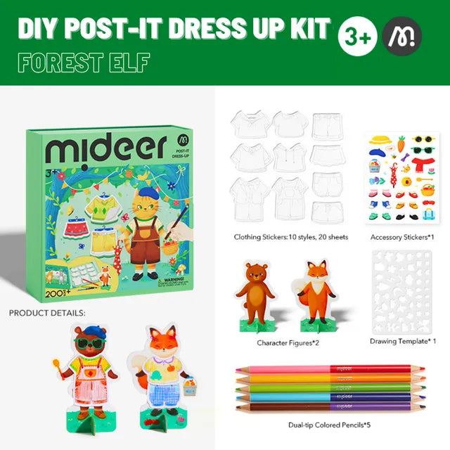 Mideer DIY Post-it Dress-Up, Collage de Costumes : Elfe de la Forêt