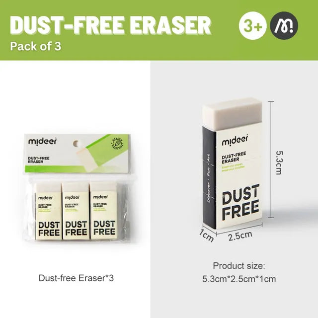 Mideer Pack de Gommes sans poussière, 3 pièces