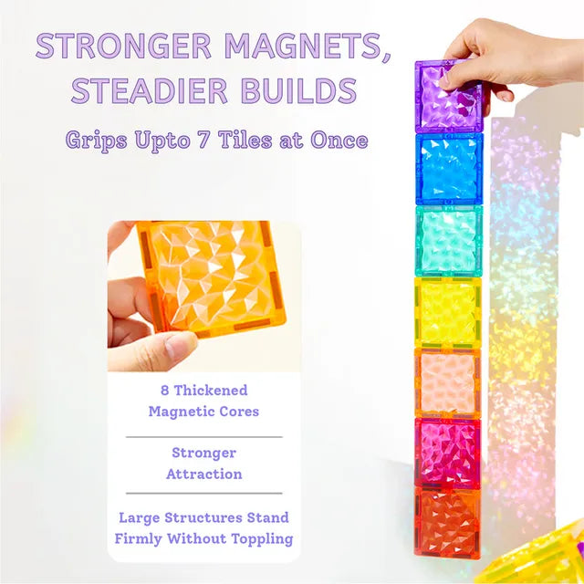 Mideer Tuiles magnétiques prismatiques, 90 pièces