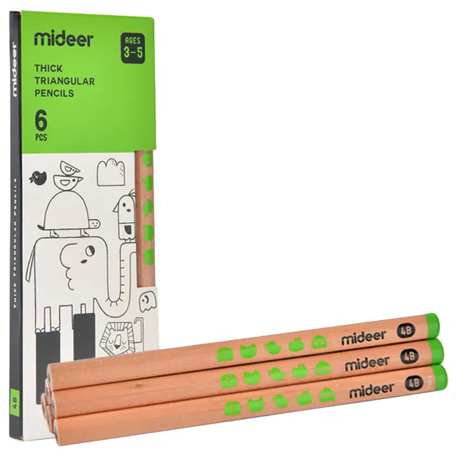 Mideer Crayons triangulaires 4B, 6 pièces