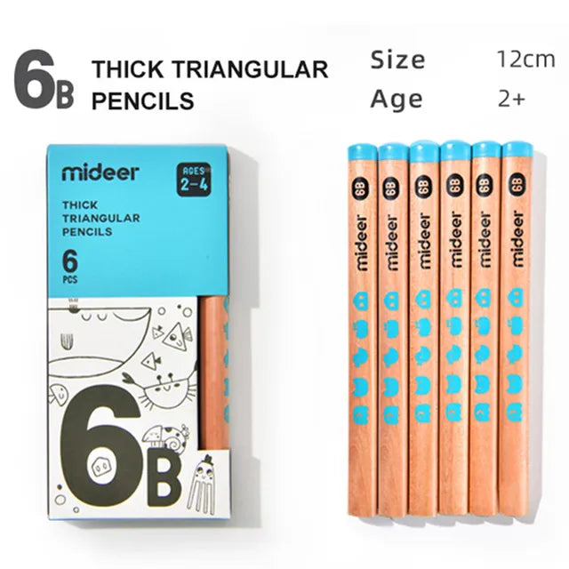 Mideer Crayons triangulaires 6B, 6 pièces