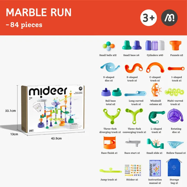 Mideer Blocs d’équilibre circuit à Billes, 84 pièces