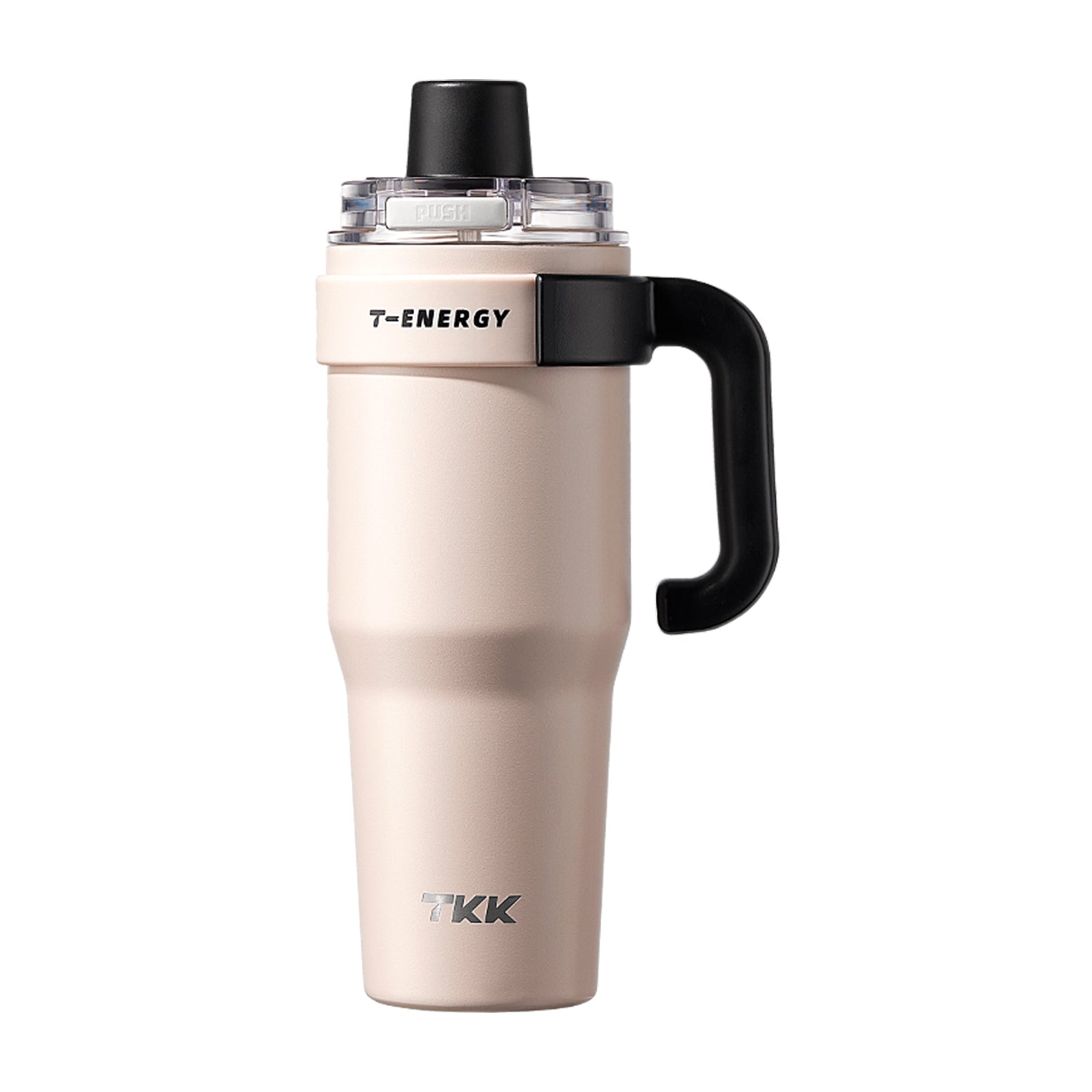 TKK Tumbler isotherme avec poignée, Revêtement intérieur céramique, double paroi avec paille et couvercle