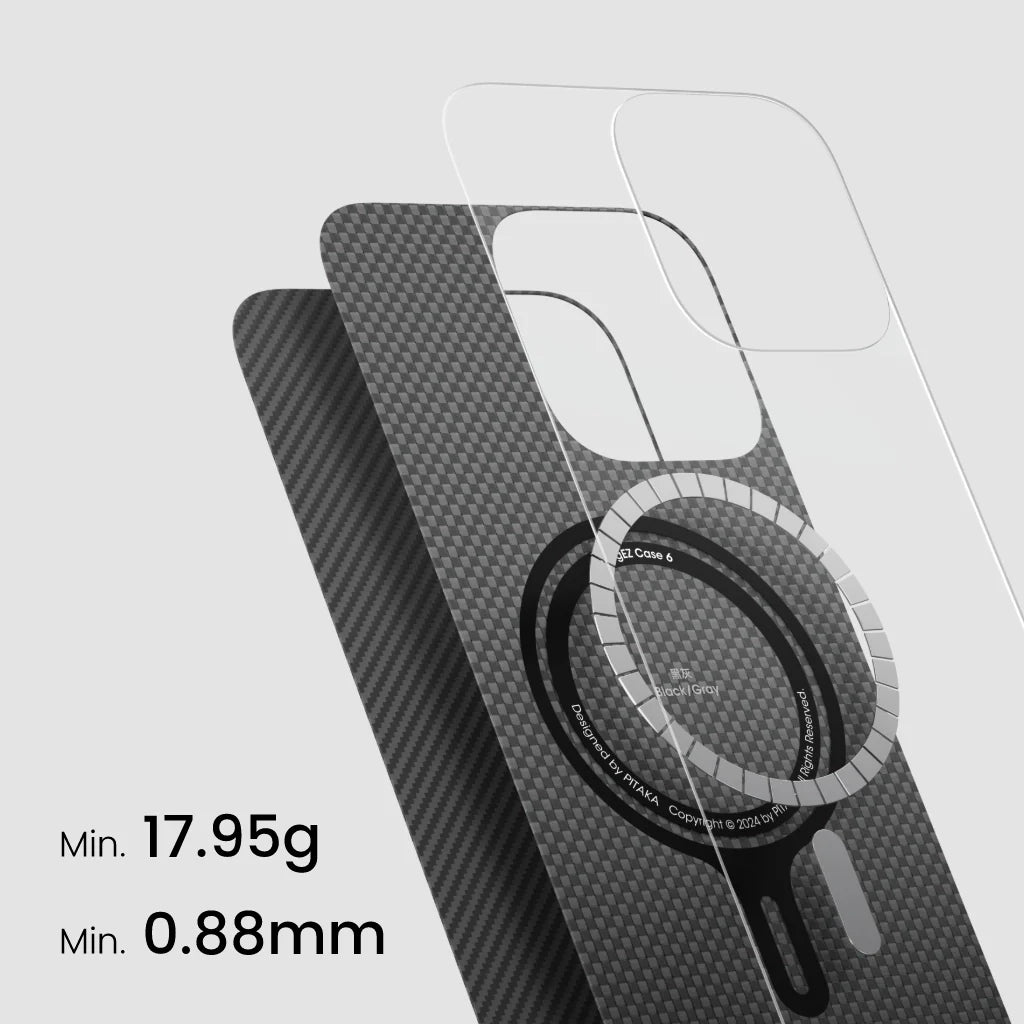 PITAKA Coque Ultra Mince pour iPhone 16 Pro Black/Grey