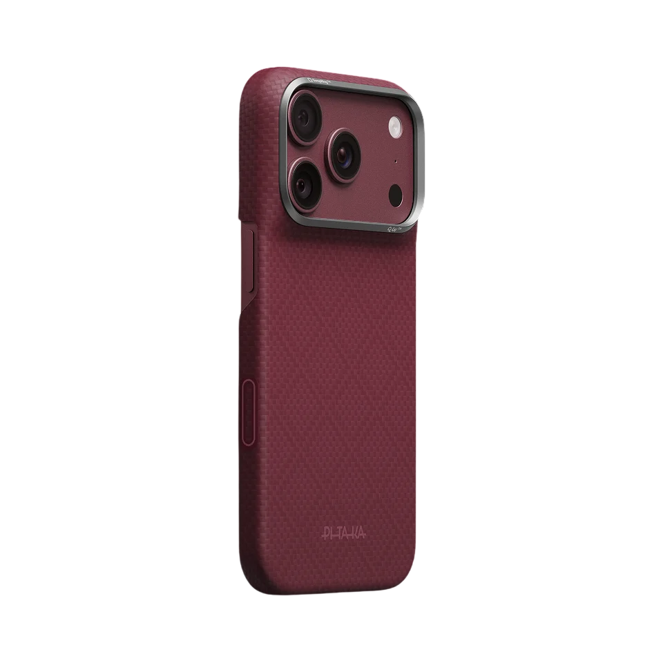 PITAKA Coque Edge pour iPhone 18 Pro Max Burgundy (PitaTap™)