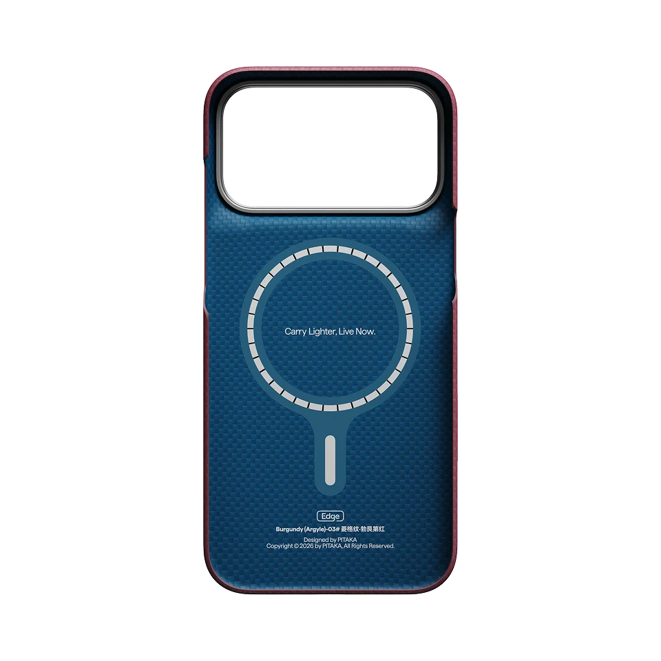 PITAKA Coque Edge pour iPhone 18 Pro Max Burgundy (PitaTap™)