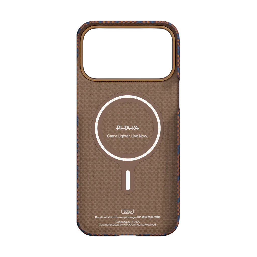 PITAKA Coque Ultra Mince pour iPhone 17 Pro Max Burning Orange avec (PitaTap™)