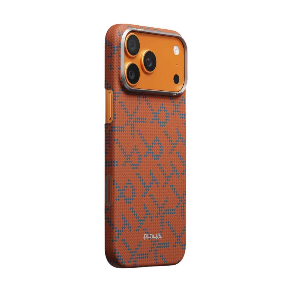 PITAKA Coque Ultra Mince pour iPhone 17 Pro Max Leaping Blue Orange avec (PitaTap™)