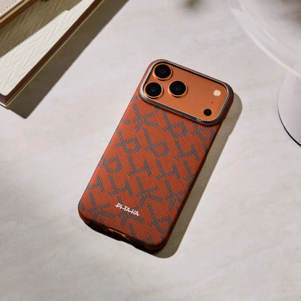 PITAKA Coque Ultra Mince pour iPhone 17 Pro Max Leaping Blue Orange avec (PitaTap™)