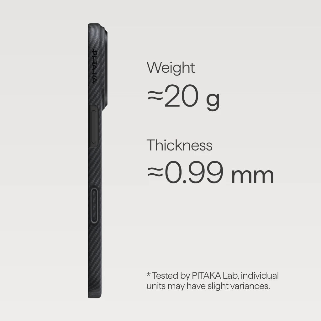PITAKA Coque Ultra Mince pour iPhone 17 Pro Max Black/Grey avec (PitaTap™)