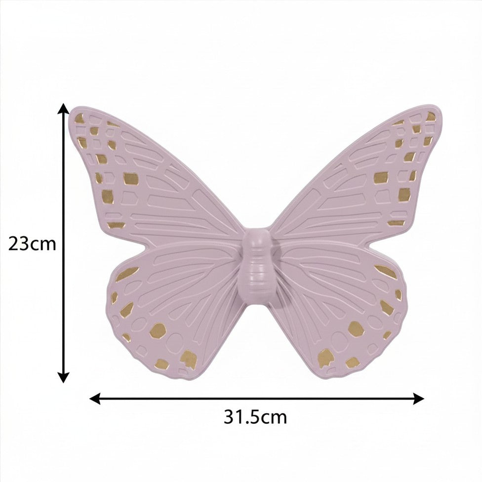 Duo de Papillons Muraux Colorés en Céramique Violet