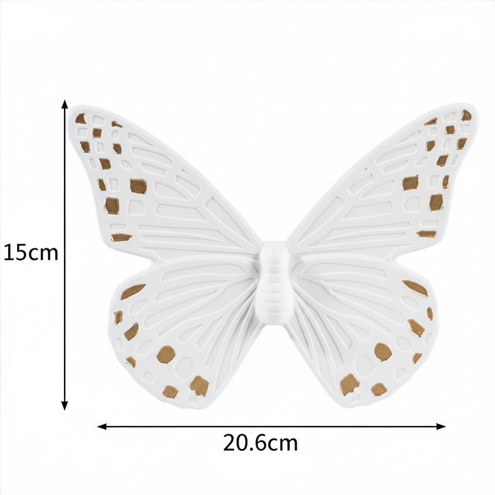 Duo de Papillons Muraux Colorés en Céramique Blanc