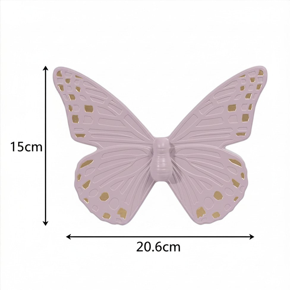 Duo de Papillons Muraux Colorés en Céramique Violet