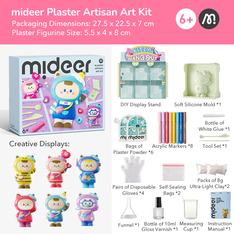 Mideer Kit d’art DIY en plâtre Plaster Artisan, 28 pièces