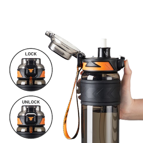 TKK Bouteille de Sport en Tritan 1000ml, paille amovible, couvercle anti-fuite, sans BPA
