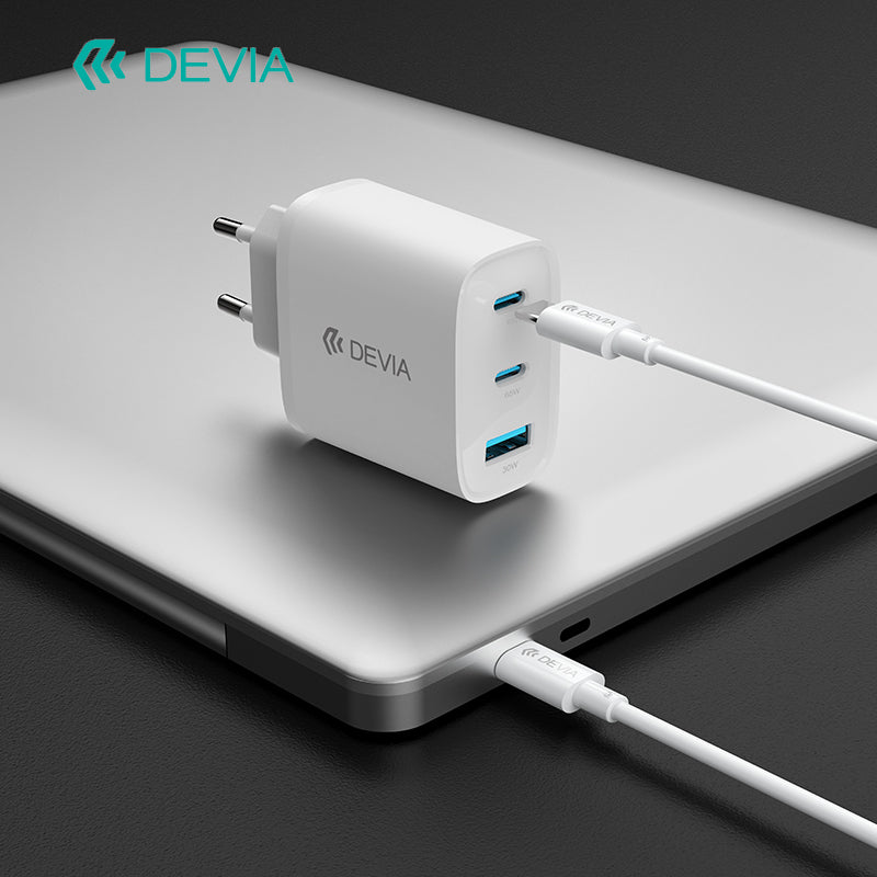 Devia Extreme Speed Series Adaptateur GaN 65W, USB-A + 2 Type-C, prise EU