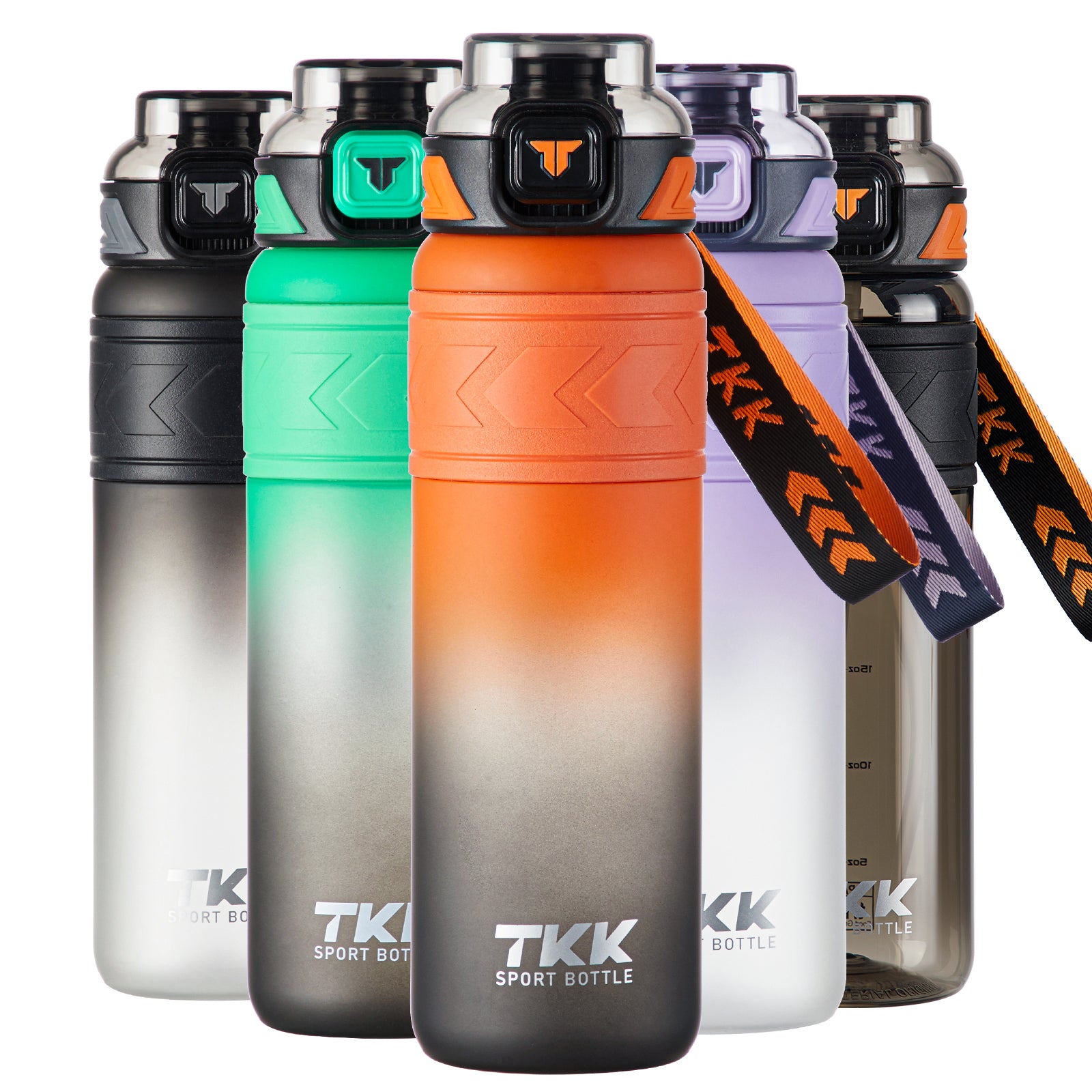 TKK Bouteille de Sport 1000ml en Tritan, Paille Amovible, Couvercle anti-fuite, sans BPA