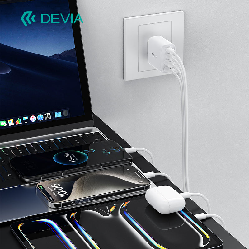 Devia Pro1 Adaptateur chargeur rapide 40W, 2 USB-A + 2 Type-C, prise EU