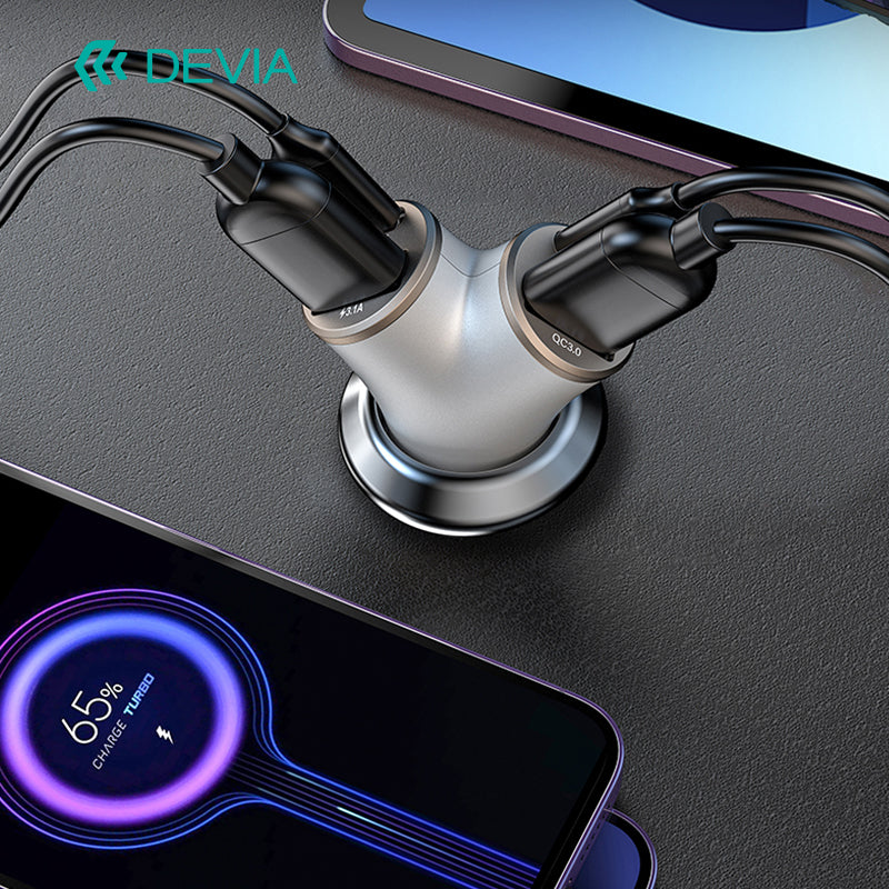 Devia Smart Series Chargeur voiture rapide 48W, 2 USB-A + 2 Type-C