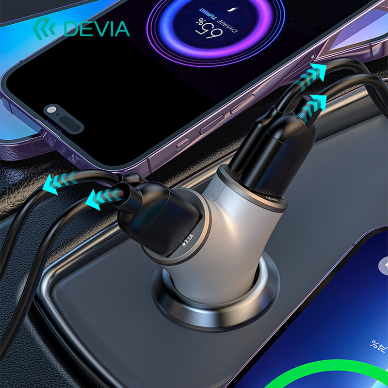 Devia Smart Series Chargeur voiture rapide 48W, 2 USB-A + 2 Type-C
