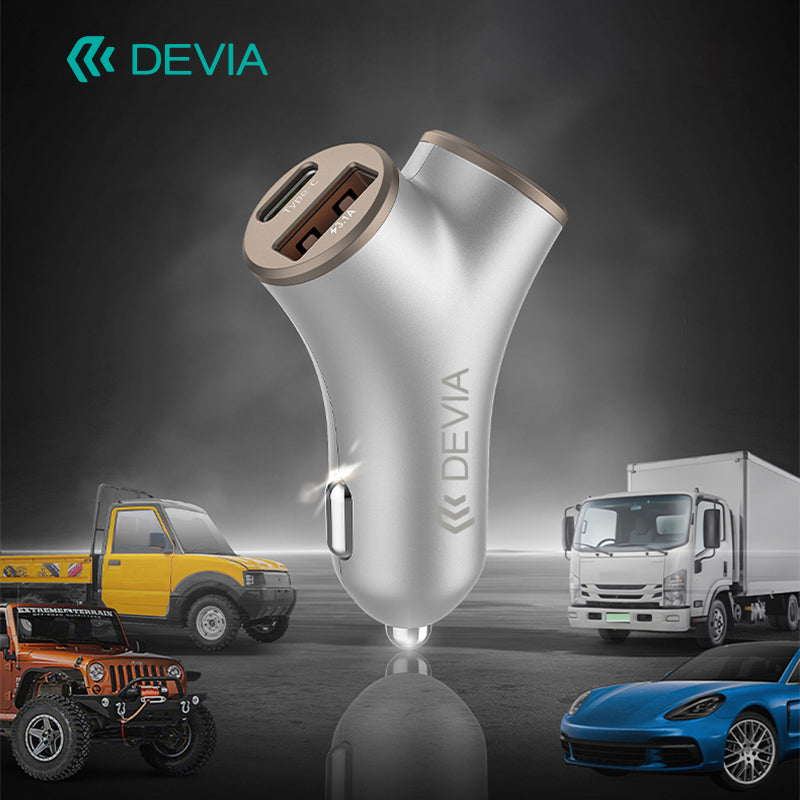 Devia Smart Series Chargeur voiture rapide 48W, 2 USB-A + 2 Type-C