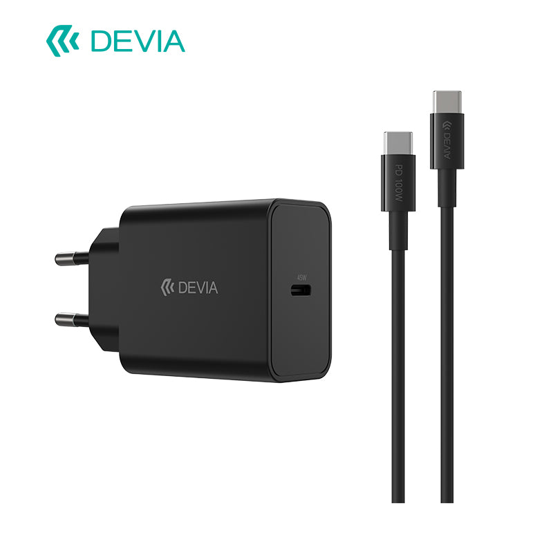 Devia Rocket Series Chargeur rapide  45W PD, avec câble Type-C vers Type-C, prise EU