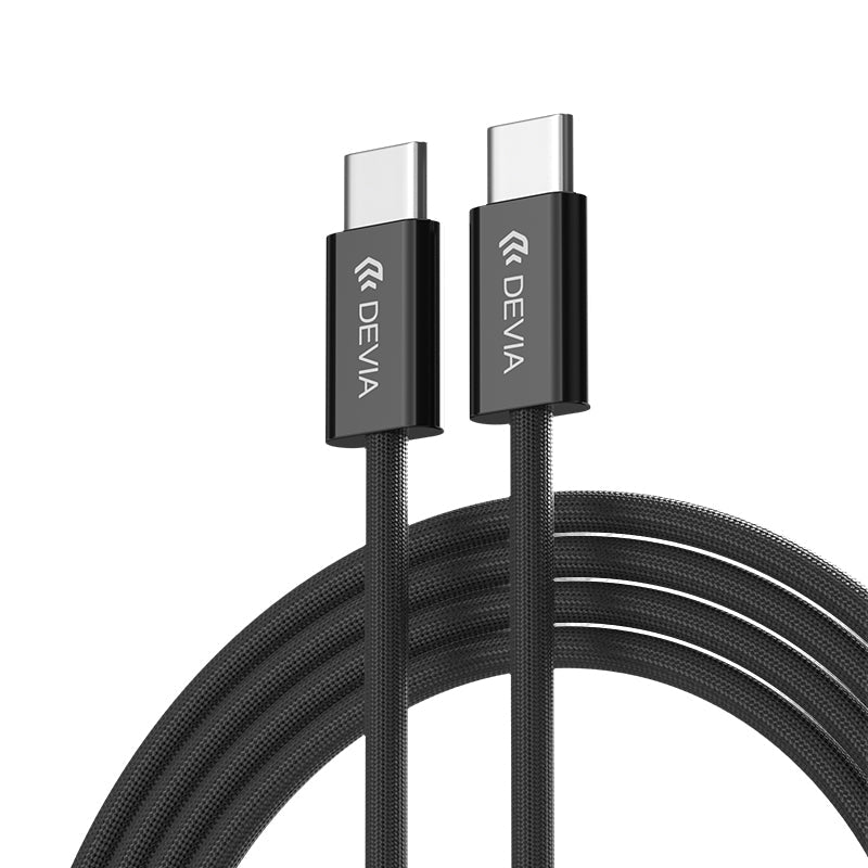 Devia Smart Series Câble Tressé USB-C vers USB-C PD 60W, Charge Rapide 3A, 1M Noir