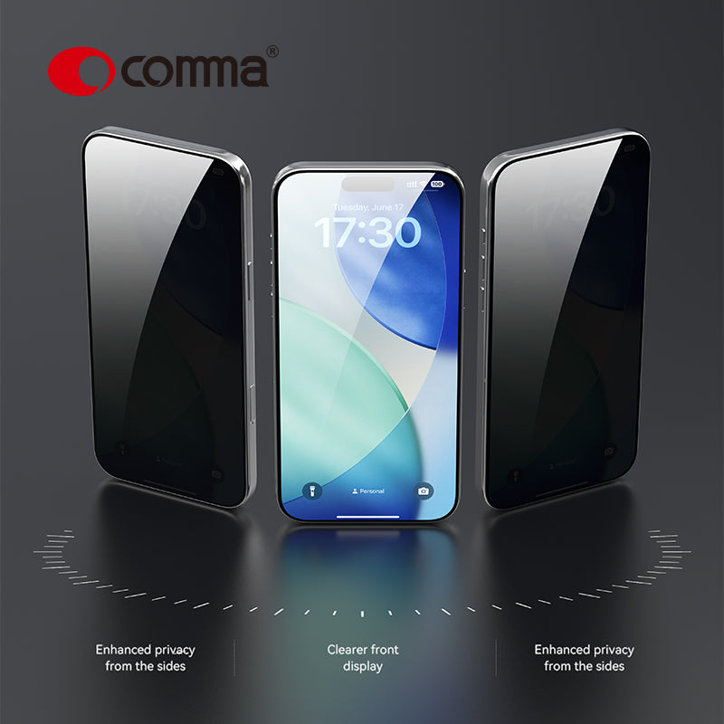 Comma Dun Series Verre trempé confidentialité avec outil d’installation pour iPhone 17 Air