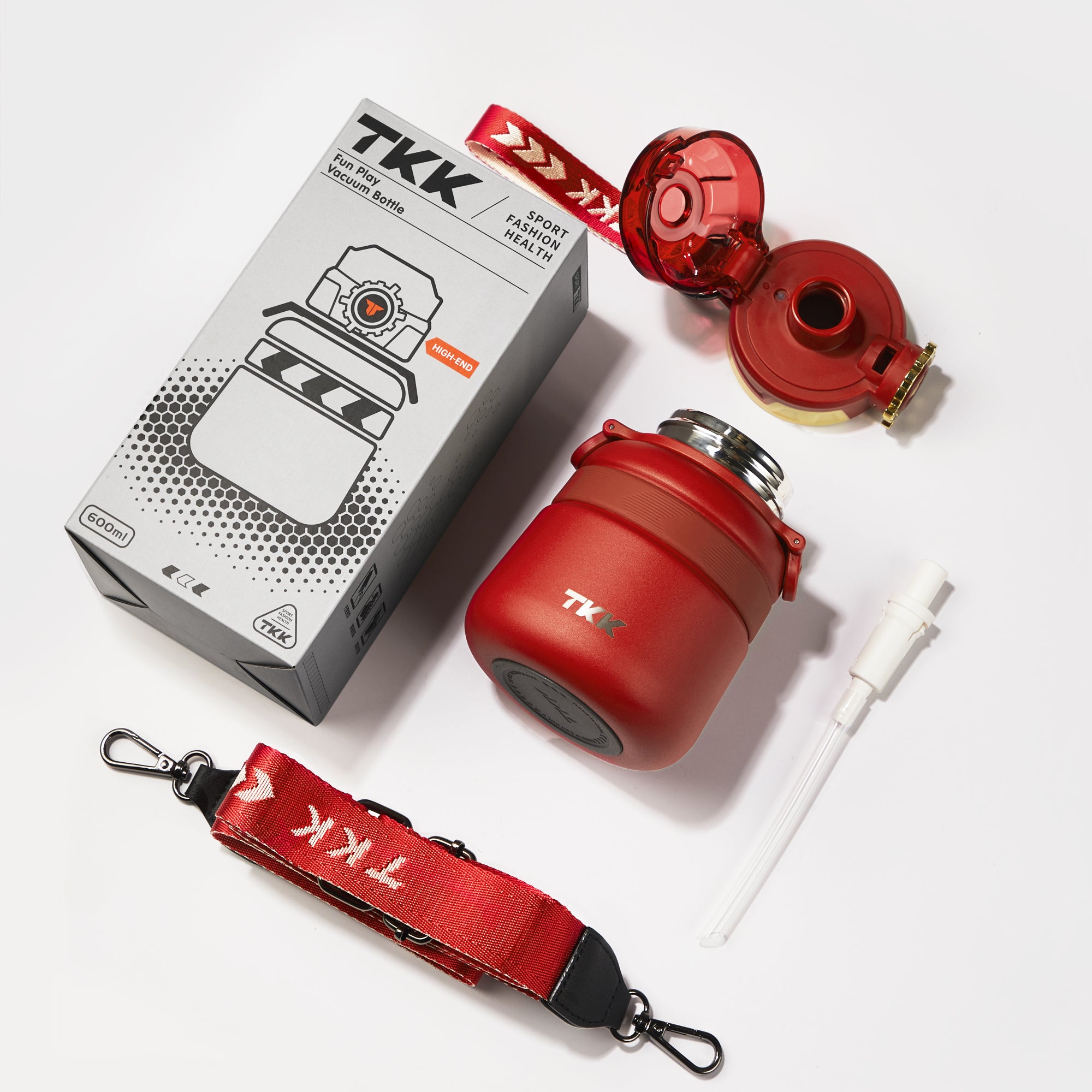 TKK Gourde isotherme enfant 600ml avec paille en acier inoxydable