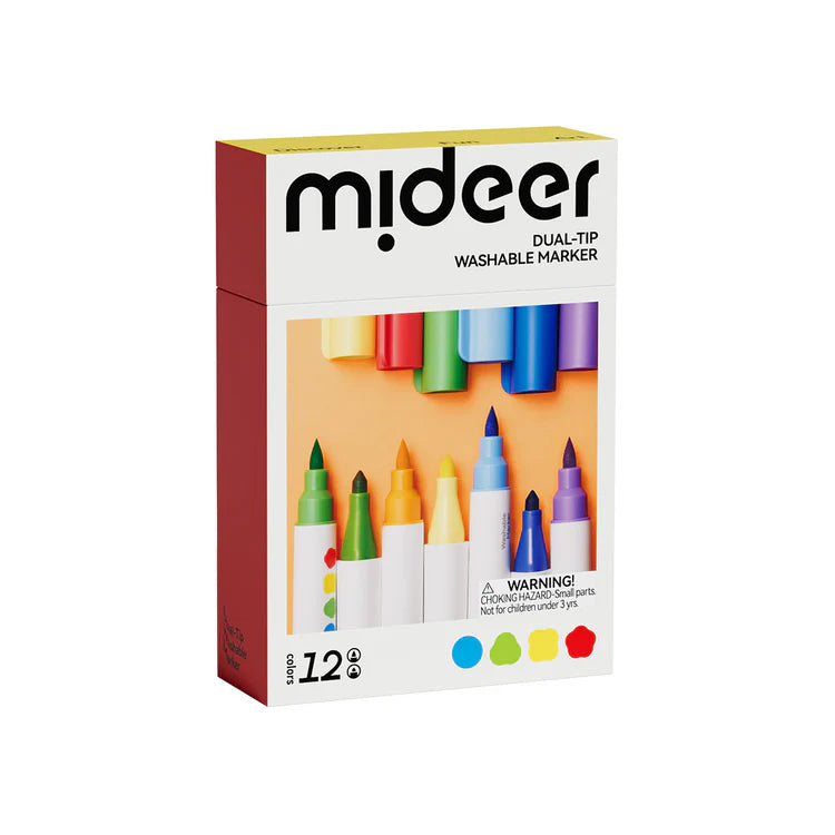 Mideer Marqueurs Lavables Double Pointe : 12 couleurs