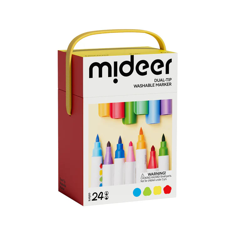 Mideer Marqueurs Lavables Double Pointe : 24 couleurs