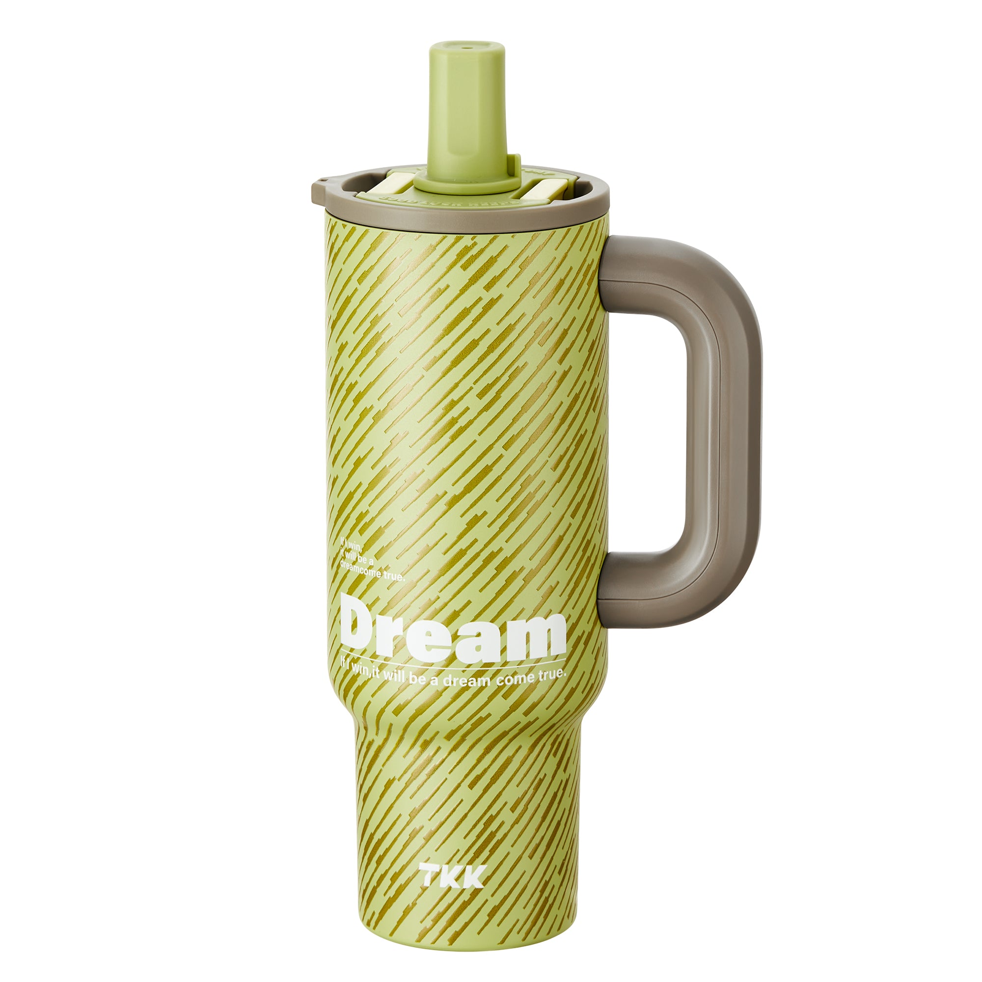 TKK Tumbler Isotherme 1000ml avec poignée et paille, Revêtement Céramique, sans BPA