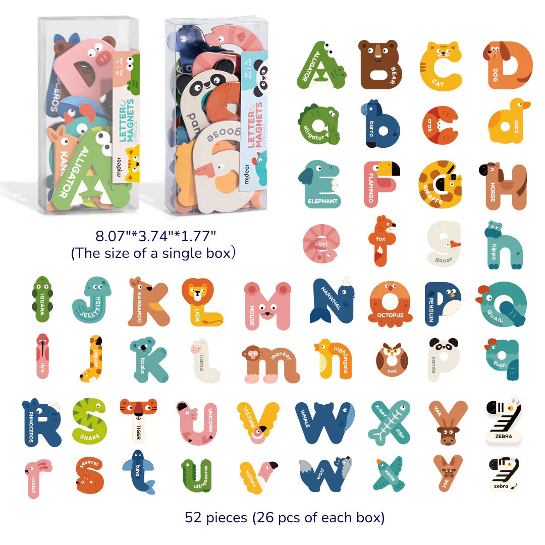 Mideer Lettres Magnétiques Majuscules et Minuscules, 52 pièces