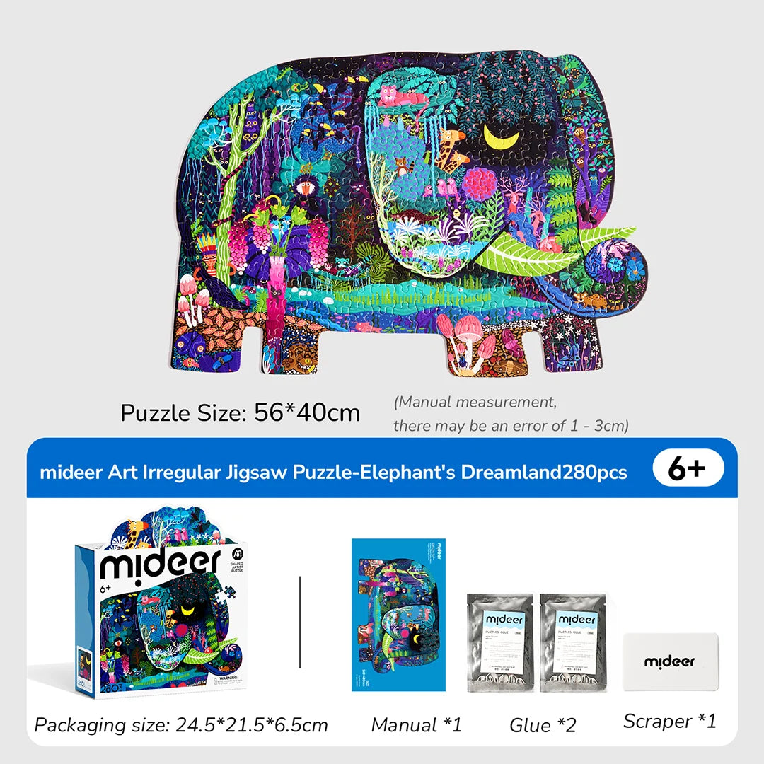 Mideer Puzzle Artistique : Éléphant Rêveur, 280 Pièces