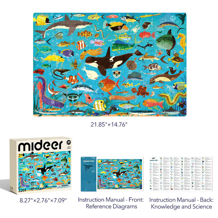 Mideer Puzzle Let’s Learn : Voyage dans l’Océan, 126 pièces