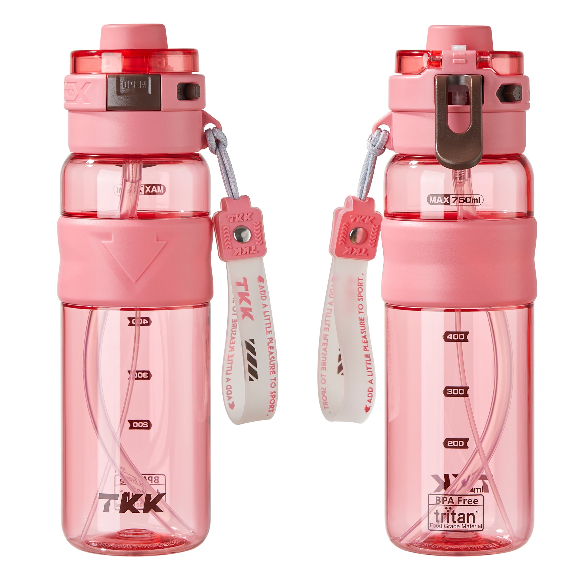 TKK Gourde Brumisateur 750ml avec Paille, Couvercle Rabattable Étanche, Sans BPA, en Tritan