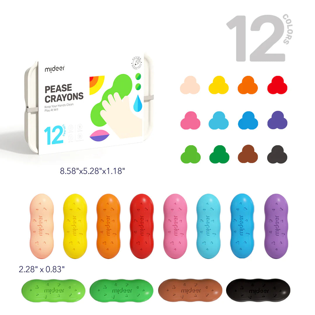 Mideer Crayons Pease : 12 couleurs