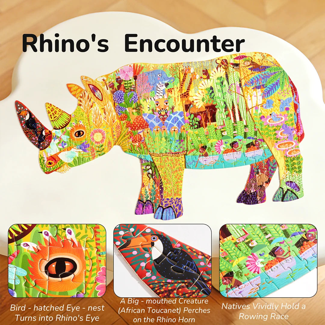 Mideer Puzzle Artistique : Rhinocéros Rêveur, 280 Pièces