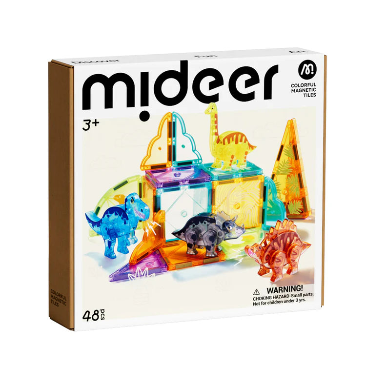 Mideer Tuiles Magnétiques Colorées : Aventure Jurassique, 48 pièces