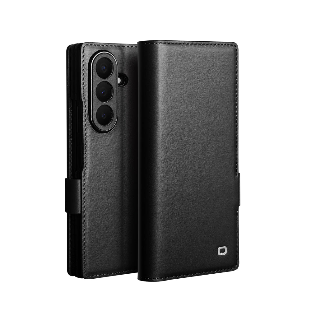 QIALINO Étui Portefeuille Magnétique Noir en cuir pleine fleur pour Samsung Galaxy Fold8 Ultra
