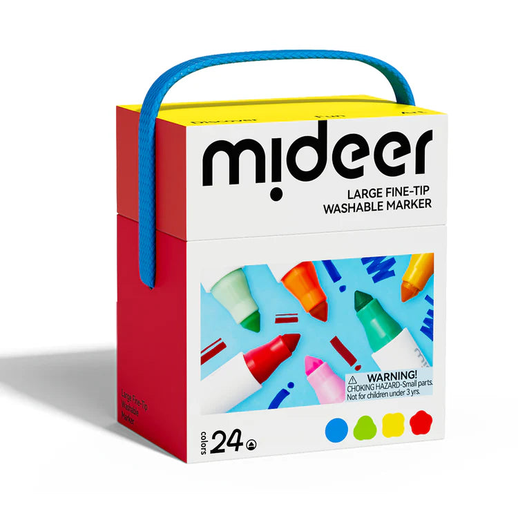 Mideer Marqueurs Lavables à Pointe Fine Large : 24 couleurs