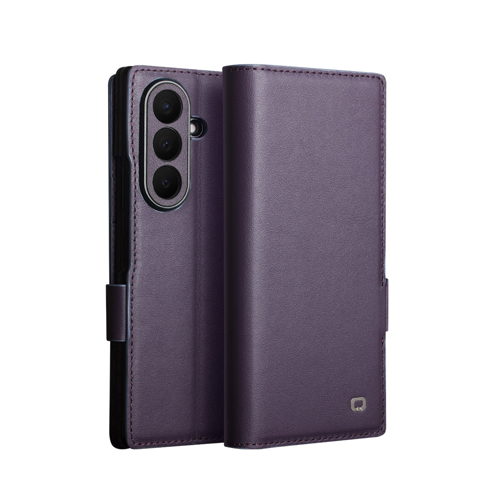 QIALINO Étui Portefeuille Magnétique Violet en cuir pleine fleur pour Samsung Galaxy Fold8 Ultra
