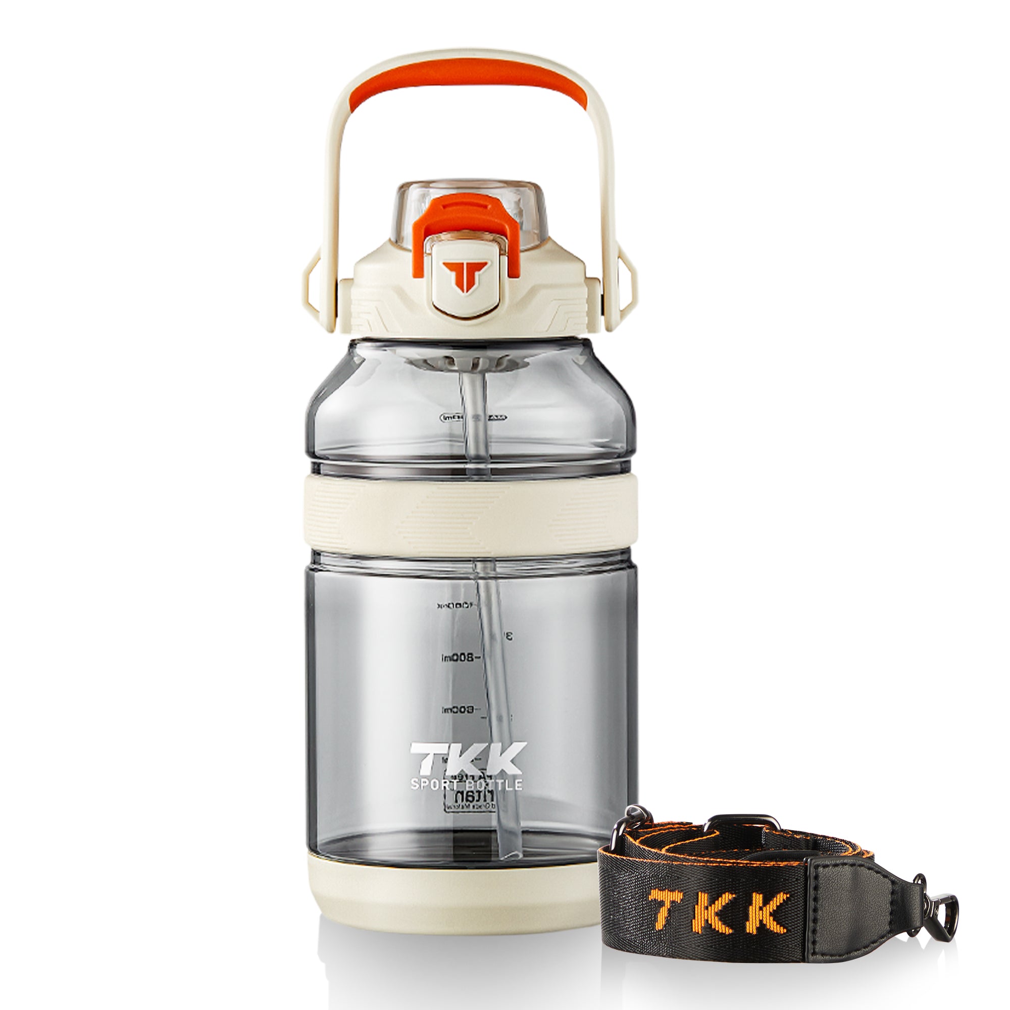 TKK Gourde de Sport en Tritan 2000ml, Couvercle 2-en-1 avec Paille, sans BPA
