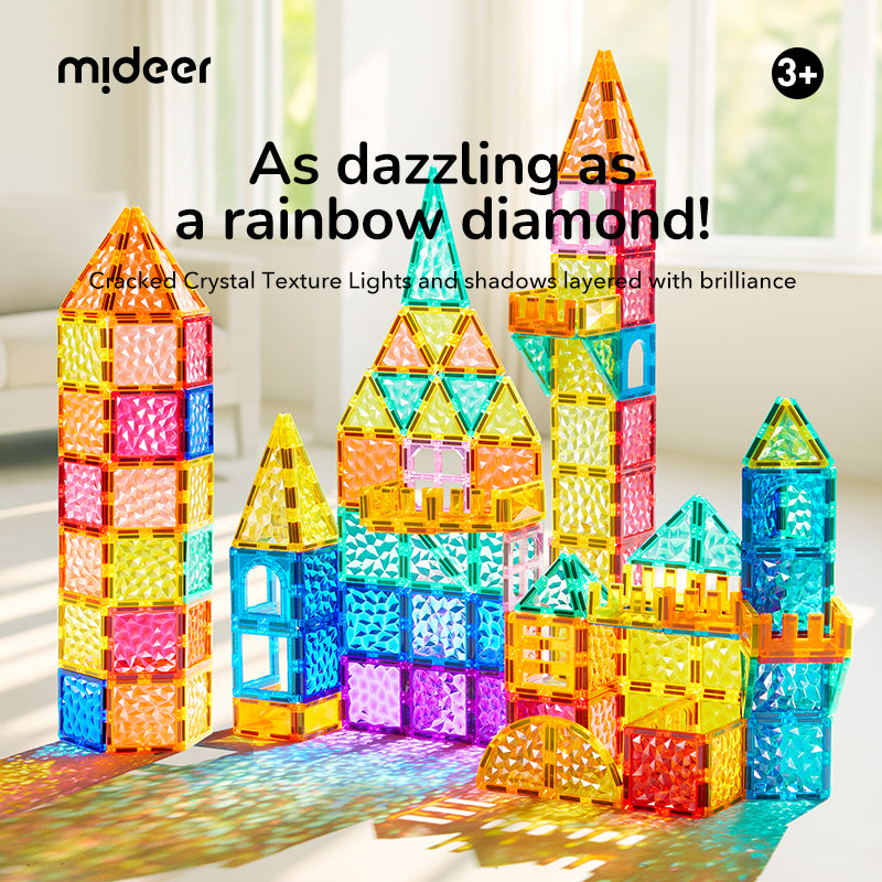 Mideer Tuiles magnétiques prismatiques, 90 pièces